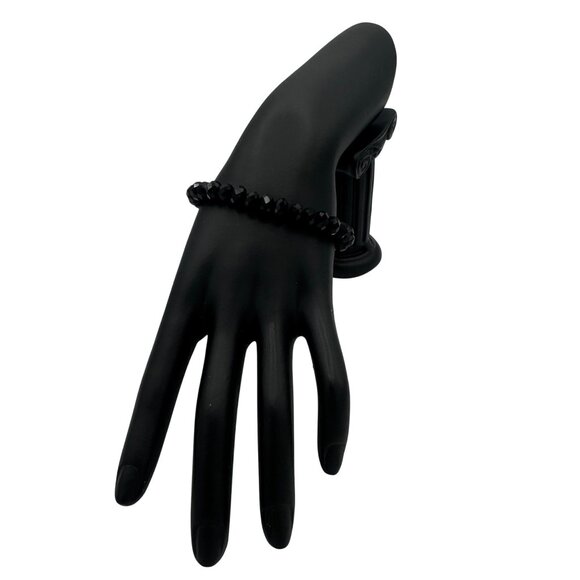 Black Faceted Crystal Bead Stretch Bracelet - Picture 1 of 3